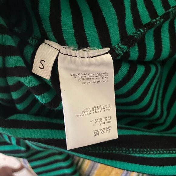 pushBUTTON green striped turtleneck sweater size small - Picture 3 of 8